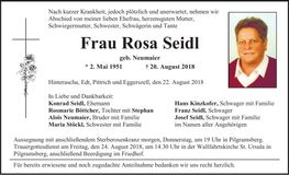 Traueranzeige Rosa Seidl