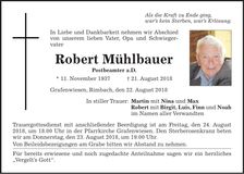 Traueranzeige Robert Mühlbauer