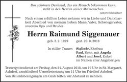 Traueranzeige Raimund Siggenauer