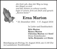 Traueranzeige Erna Marton