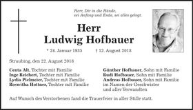 Traueranzeige Ludwig Hofbauer