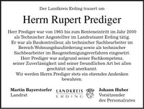 Traueranzeige Rupert Prediger