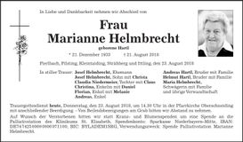 Traueranzeige Marianne Helmbrecht