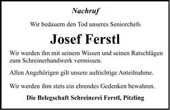 Traueranzeige Josef Ferstl