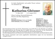 Traueranzeige Katharina Gleixner