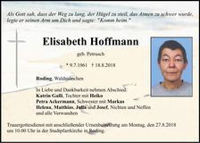 Traueranzeige Elisabeth Hoffmann