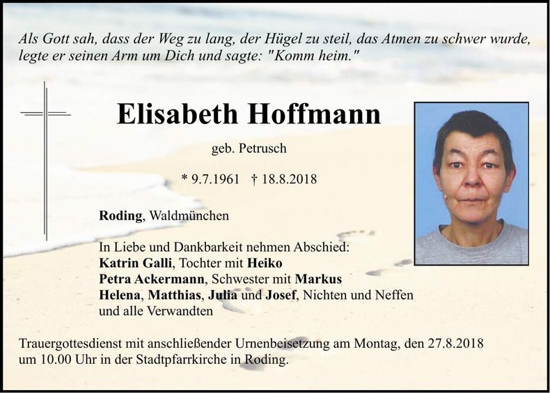 Traueranzeige Elisabeth Hoffmann