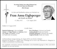 Traueranzeige Anna Eiglsperger
