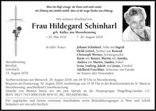 Traueranzeige Hildegard Schinharl