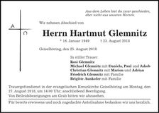 Traueranzeige Hartmut Glemnitz
