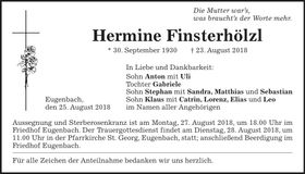 Traueranzeige Hermine Finsterhölzl