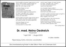 Traueranzeige Isabella Oestreich