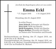 Traueranzeige Emma Eckl