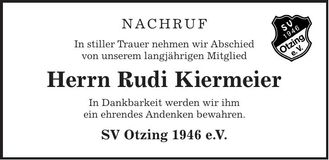 Traueranzeige Rudi Kiermeier