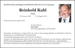 Traueranzeige Reinhold Kahl