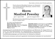 Traueranzeige Manfred Powolny