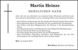 Traueranzeige Martin Heinze