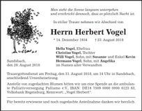 Traueranzeige Herbert Vogel