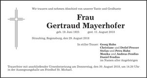 Traueranzeige Gertraud Mayerhofer