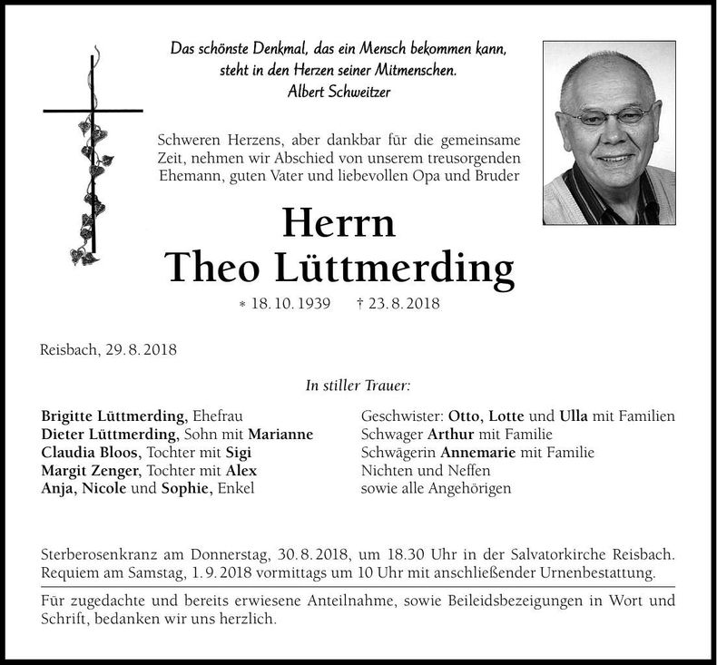 Traueranzeige Theo Lüttmerding