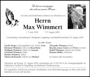 Traueranzeige Max Wimmert