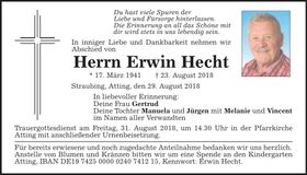 Traueranzeige Erwin Hecht