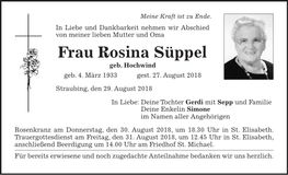 Traueranzeige Rosina Süppel