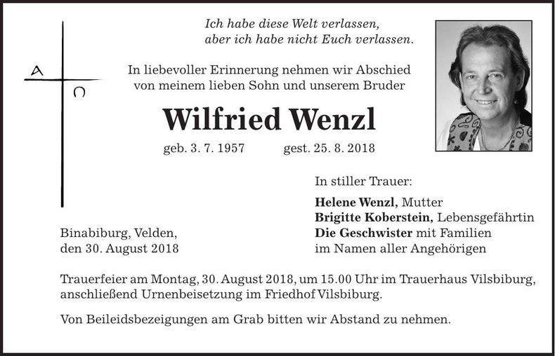 Traueranzeige Wilfried Wenzl