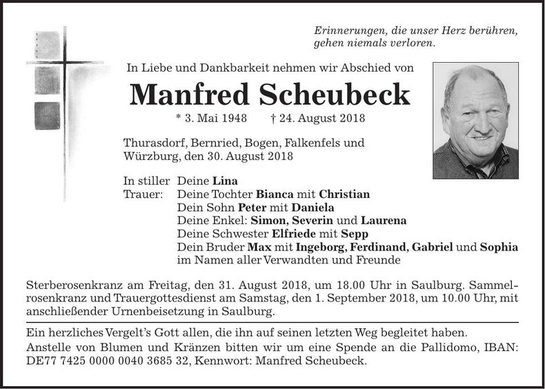 Traueranzeige Manfred Scheubeck