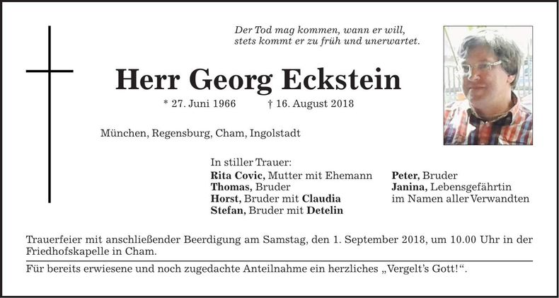 Traueranzeige Georg Eckstein