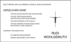 Traueranzeige Rudi Wohlgemuth
