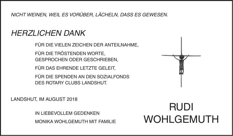 Traueranzeige Rudi Wohlgemuth