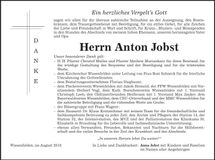 Traueranzeige Anton Jobst
