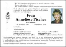 Traueranzeige Anneliese Fischer