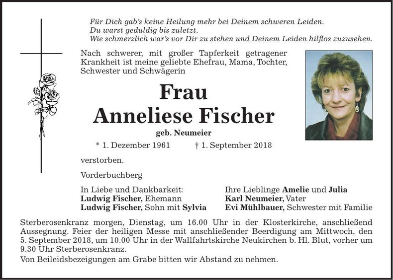 Traueranzeige Anneliese Fischer