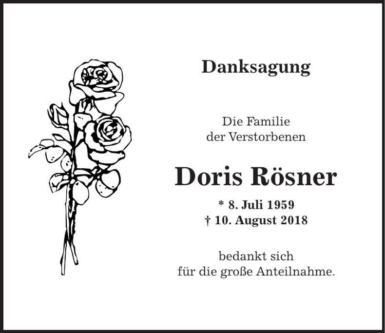Traueranzeige Doris Rösner