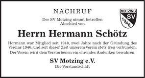 Traueranzeige Hermann Schötz