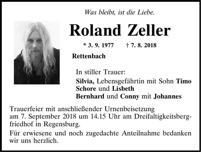 Traueranzeige Roland Zeller