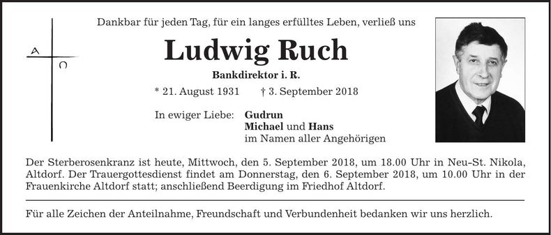 Traueranzeige Ludwig Ruch