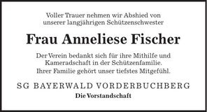 Traueranzeige Anneliese Fischer
