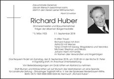 Traueranzeige Richard Huber