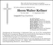 Traueranzeige Walter Kellner