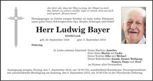 Traueranzeige Ludwig Bayer