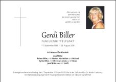 Traueranzeige Gerdi Biller