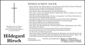 Traueranzeige Hildegard Hirsch