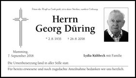 Traueranzeige Georg Düring