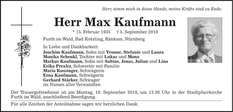 Traueranzeige Max Kaufmann