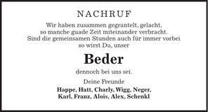 Traueranzeige Peter Reinhardt