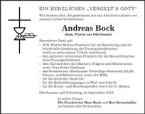 Traueranzeige Andreas Bock