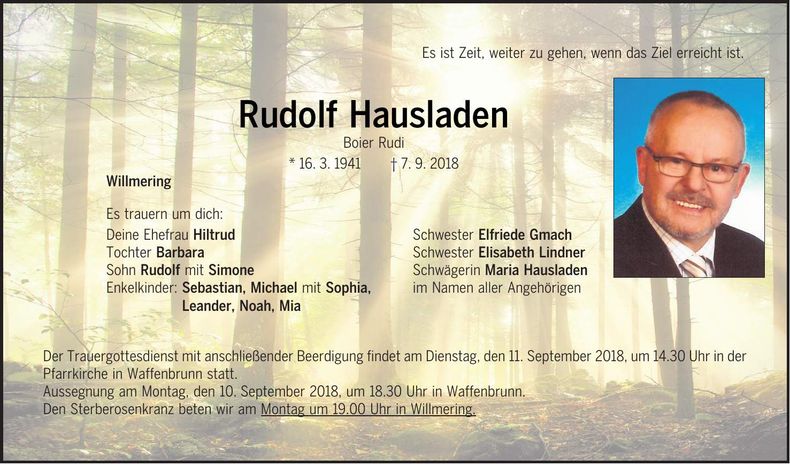 Traueranzeige Rudolf Hausladen